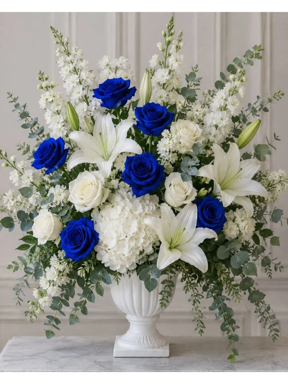 Royal Blue Artificial Roses 6 Stems Faux Silk Rose Bouquet Wedding Flowers Home